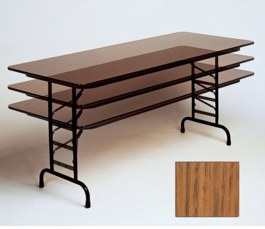 Correll Cfa2448M-06 Melamine Top Folding Tables - Adjustable Height - Med Oak