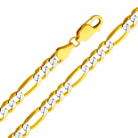 Precious Stars Jewelry 14k Two Tone Gold 4.5-mm Figaro Chain Necklace (24 inch)