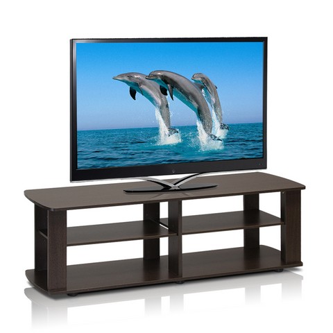 FURINNO The Entertainment Center TV Stand, Dark Brown - 13.4 x 43.3 x 13.1 in.