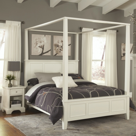GSI Homestyles Home Styles 5530-5102 Naples White Queen Canopy Bed and Night Stand