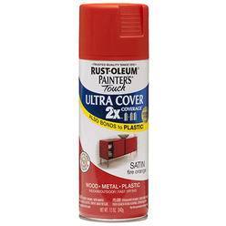 Rust-Oleum Painter's Touch Rust-Oleum 263149 Rust-Oleum Painter's Touch 2X Ultra Cover 12 Oz. Satin Paint + Primer Spray Paint, Fire Orange 263149