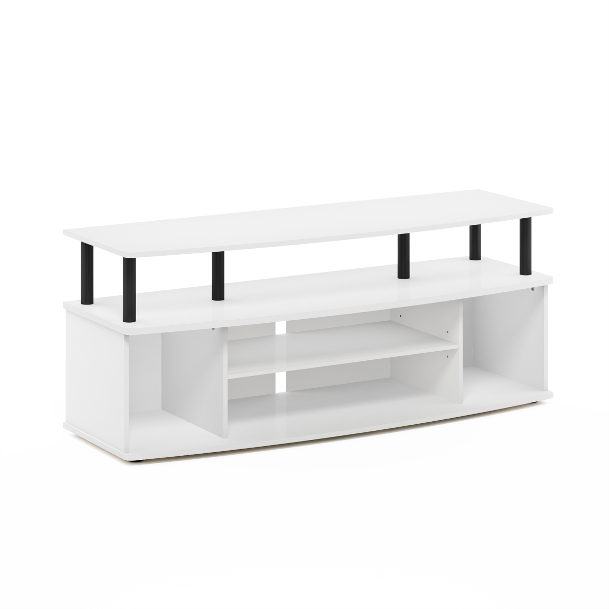 FURINNO 21261WHBK JAYA Large Entertainment Center Hold up to 55 in. TV&#44; White & Black