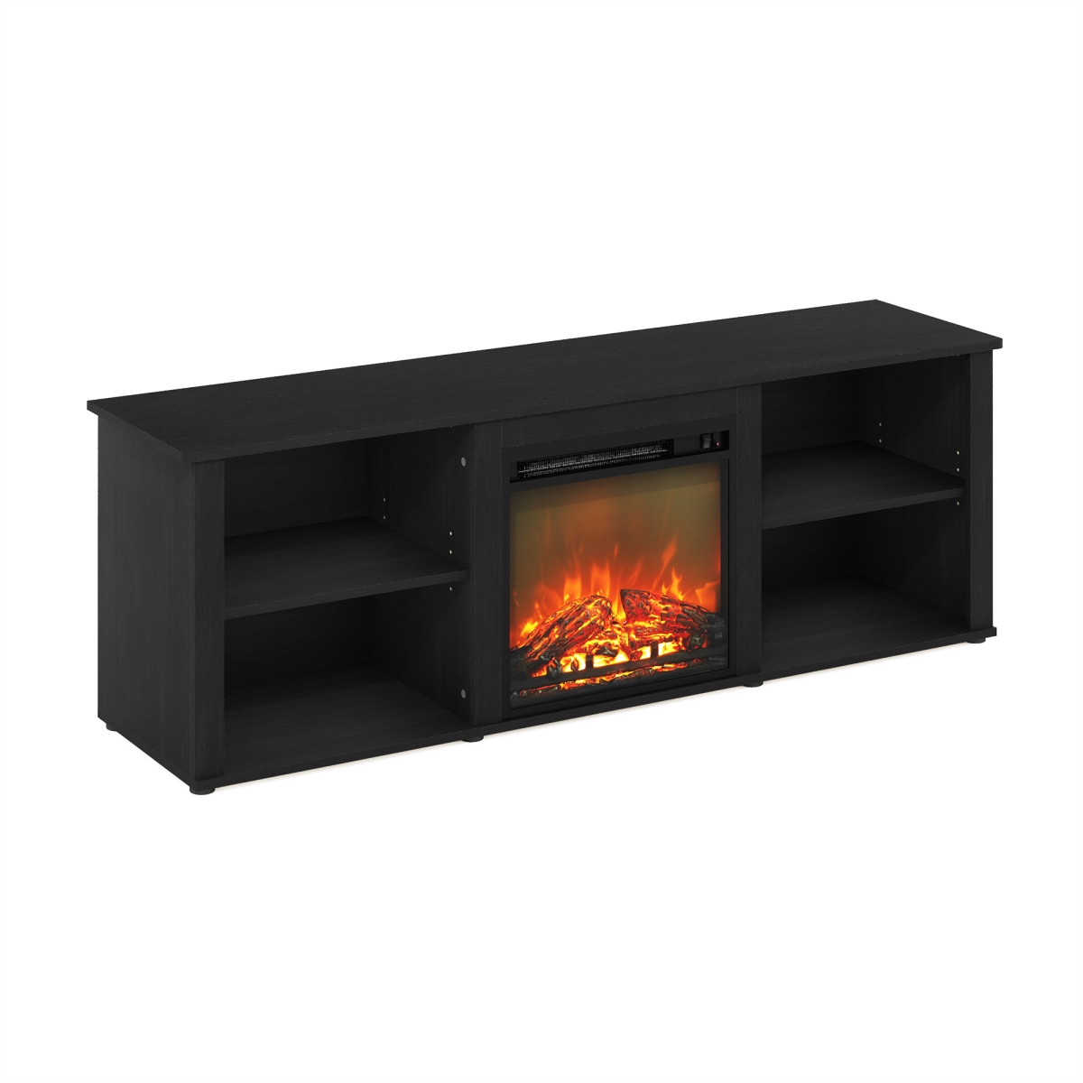FURINNO 21348AM 70 in. Classic TV Stand with Fireplace&#44; Americano