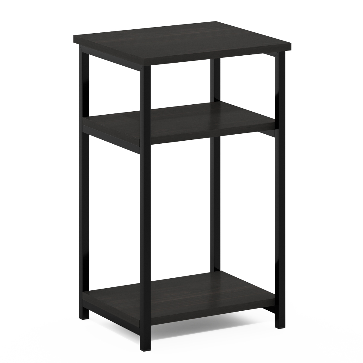 FURINNO FM22276EX Just 3-Tier Industrial Metal Frame End Table with Storage Shelves&#44; Espresso