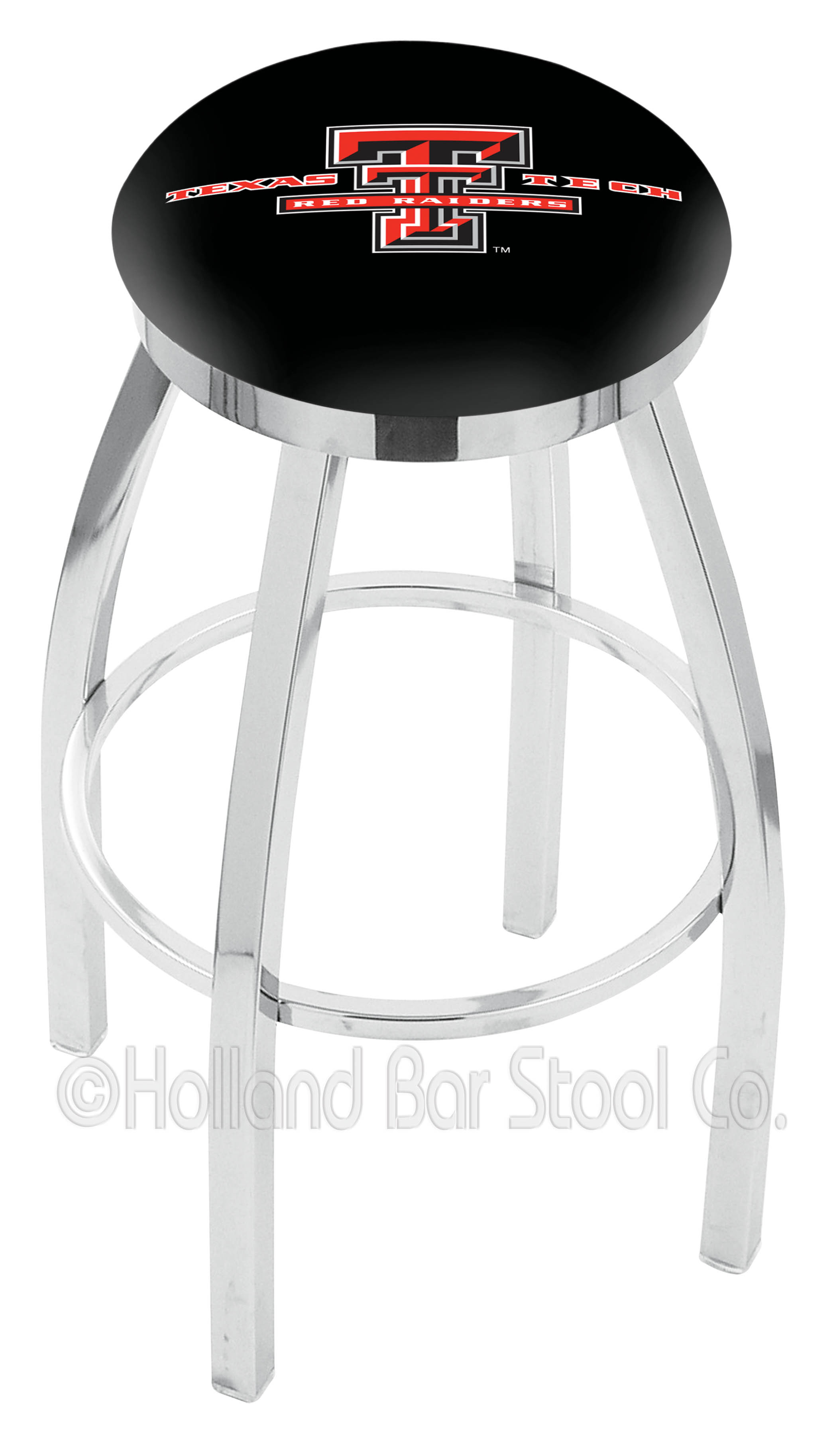 Holland Bar Stool 30&quot; L8C2C - Chrome Texas Tech Swivel Bar Stool with Accent Ring by  Company