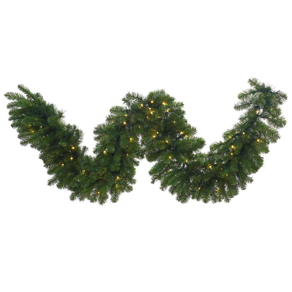 Vickerman G125541LED 9 ft. x 24 in. Grand Teton Artificial Green Christmas Garland with 150 LED Warm White LED Light