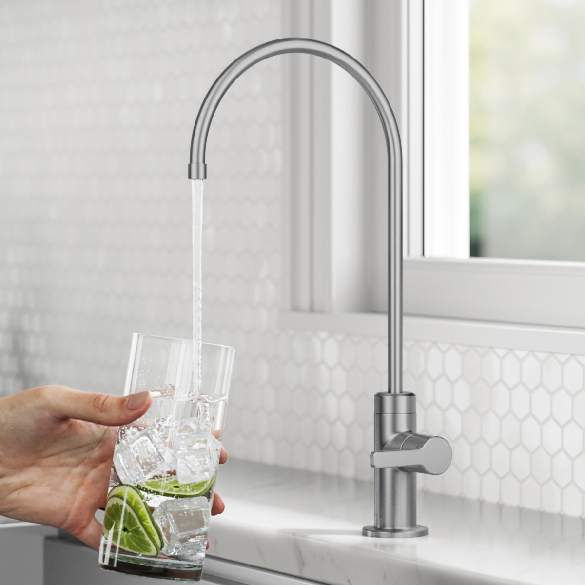Daniel Kraus Kraus FF-103SFS Oletto Single Handle Drinking Water Filter Faucet for Reverse Osmosis or Water Filtration System - Spot-Free Sta