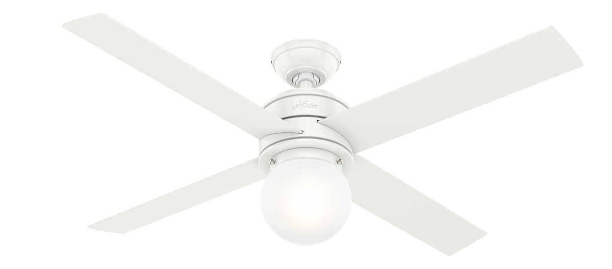 Hunter 50276 52 in. Hepburn Matte White Ceiling Fan with LED Light Kit & Wall Control