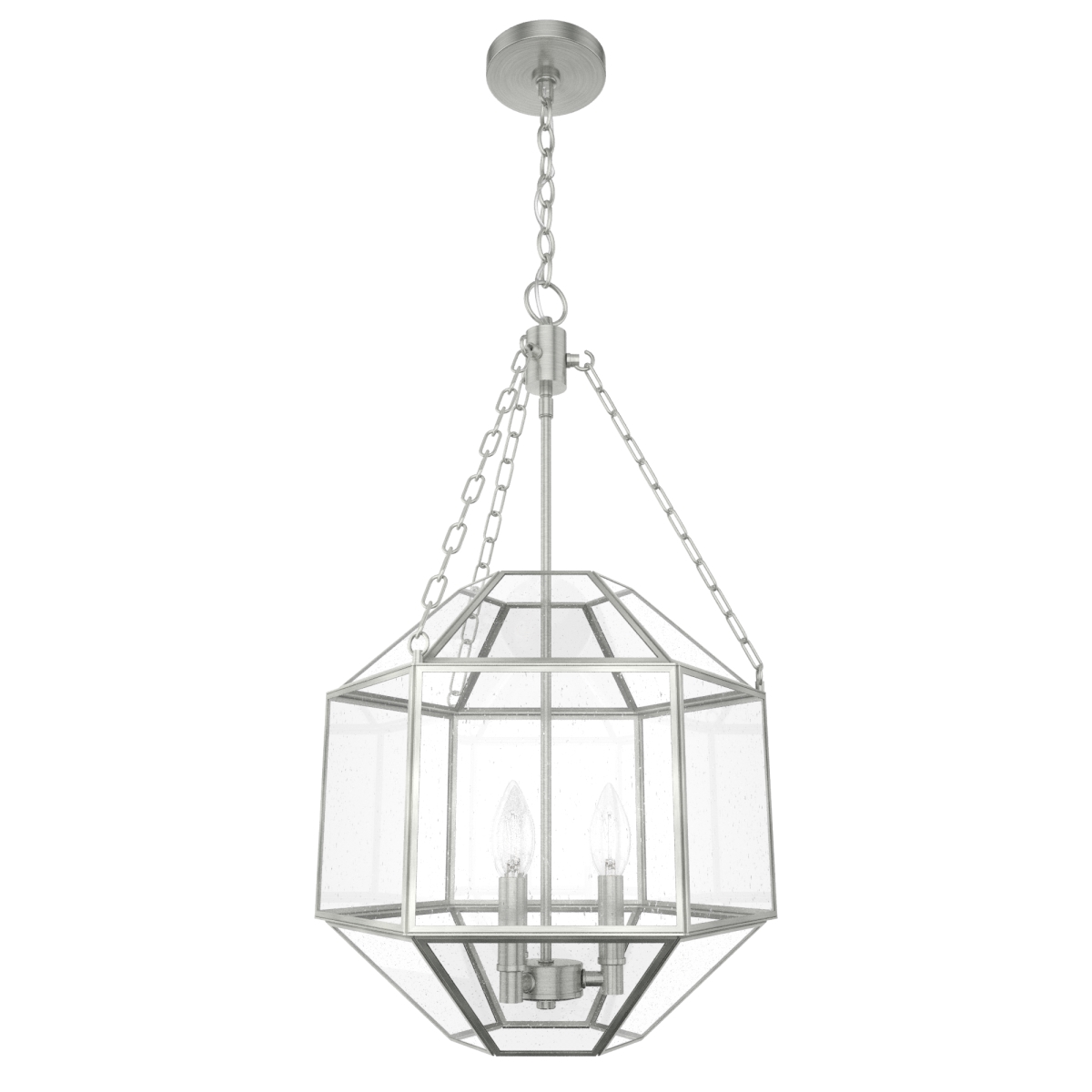 Hunter 19366 25 in. Indria Brushed Nickel with Seeded Glass 3 Light Pendant Ceiling Light Fixture