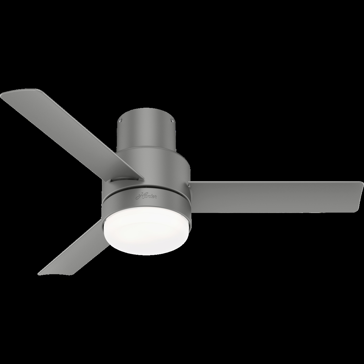 Hunter 51475 44 in. Casablanca Gilmour Matte Silver Low Profile Damp Rated Ceiling Fan with LED Light Kit & Handheld Remote