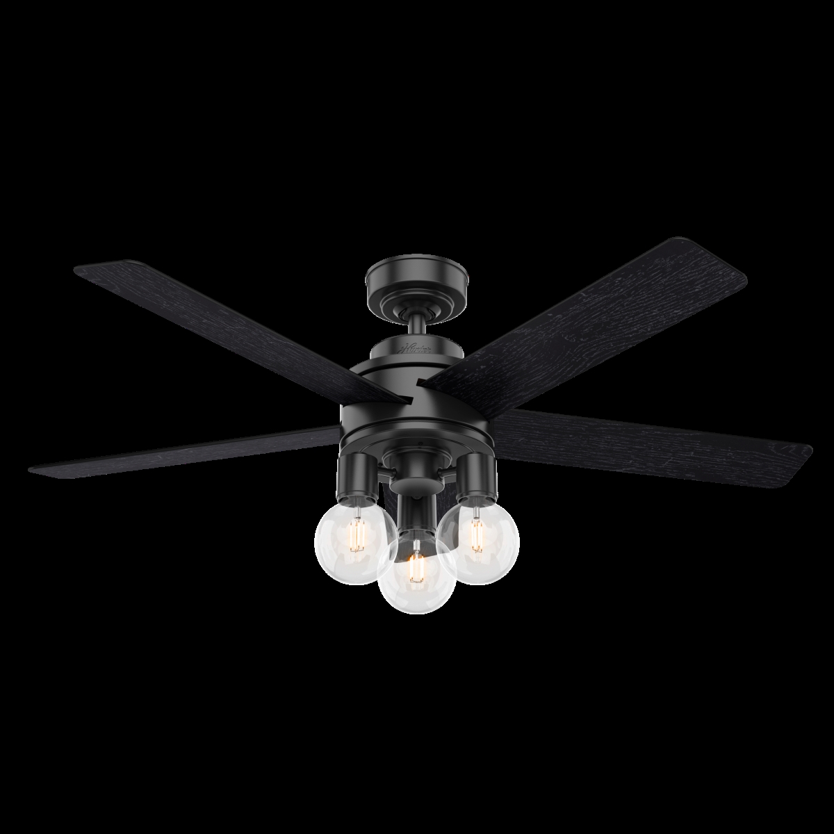 Hunter 50594 52 in. Hardwick Matte Black Ceiling Fan with LED Light Kit & Handheld Remote