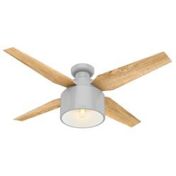 Hunter 50264 52 in. Cranbrook Dove Gray Low Profile Ceiling Fan with LED Light Kit & Handheld Remote