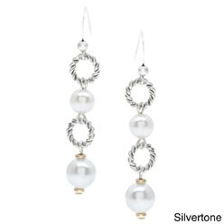 Alexa Starr 6401-EP-1-S Burnished Metal and Glass Pearl Stacked Earrings