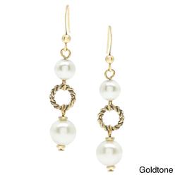 Alexa Starr 6401-EP-1-G Burnished Metal and Glass Pearl Stacked Earrings