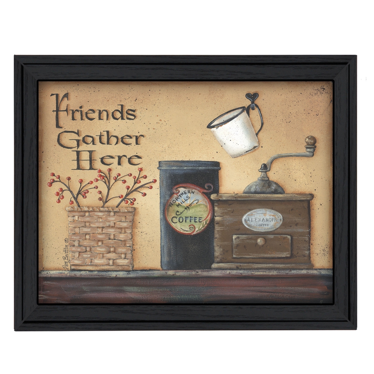 HomeRoots 404692 15 x 19 x 1 in. Friends Gather Here Black Framed Print Wall Art