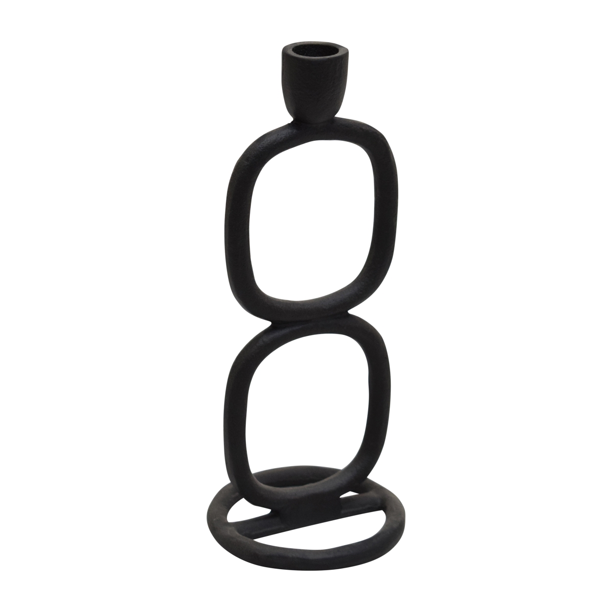 Sagebrook Home 18190-03 10 in. Metal Double Stack Taper Candle Holder&#44; Black