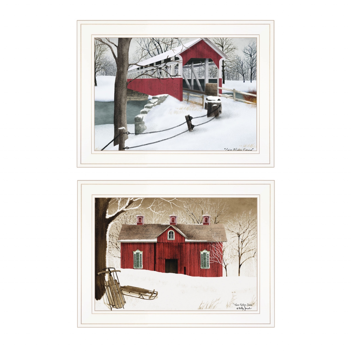 HomeRoots 406197 15 x 19 x 1 in. Winter Evening 1 White Framed Print Wall Art - Set of 2