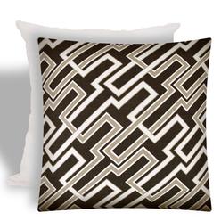 HomeRoots Home Decor 17 X 17 Taupe And chocolate Zippered Trellis Throw Indoor Outdoor Pillow