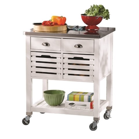 Linon Home Dcor 464810WHT01U Robbin Kitchen Cart