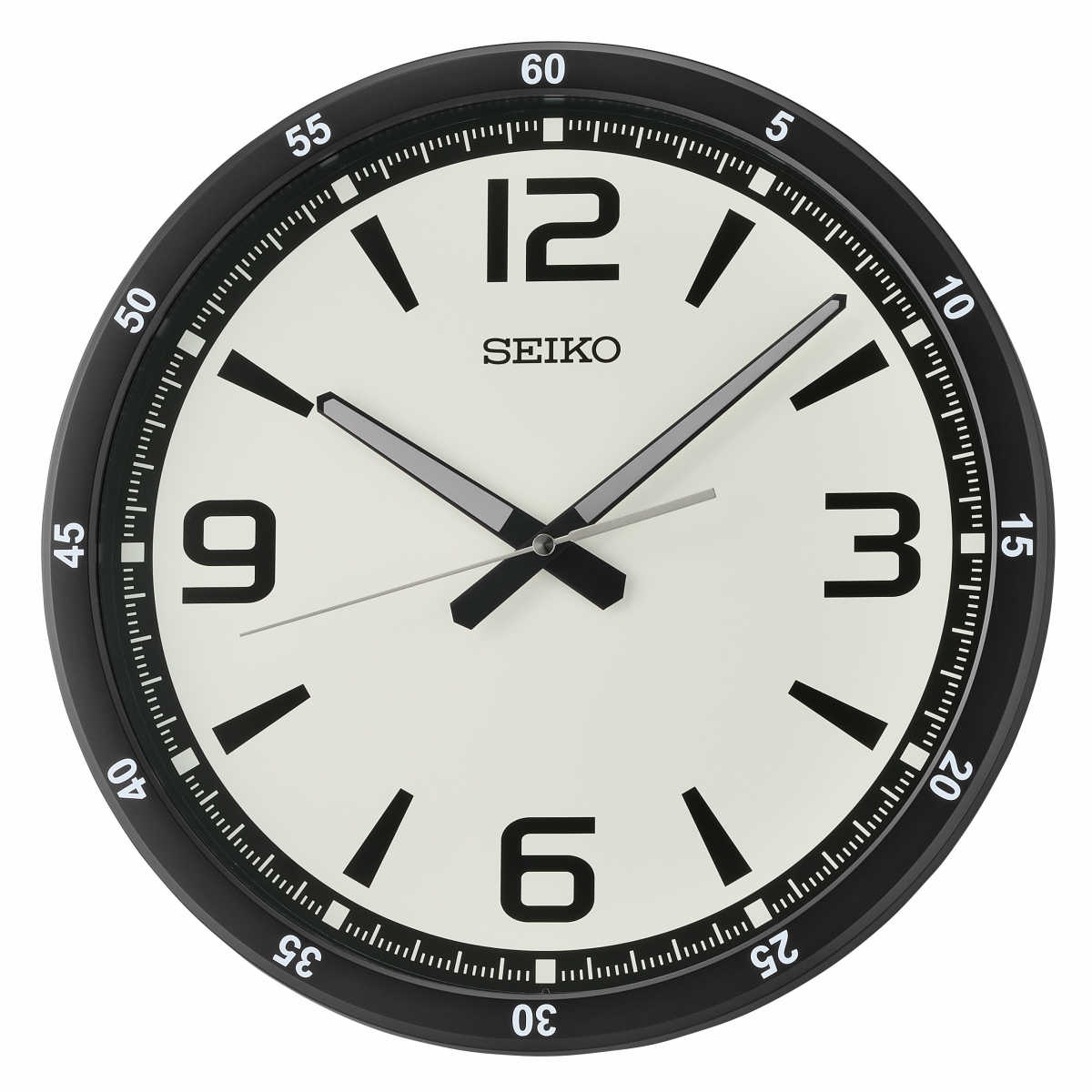 Seiko QXA809JLH Seiko 14&' Shi Dial Wall Clock&#44; Black Matte & White