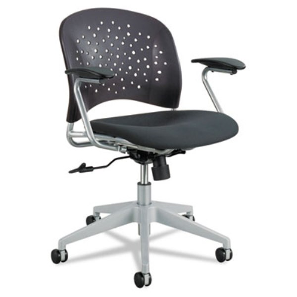 Safco Products SAF6803BL Reve Task Chair - Round Back - Fabric Black Seat - Black - Silver Frame