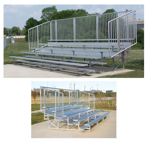 FastTackle Standard Bleachers with Vertical Picket Railing, 15 ft. - 4 Row