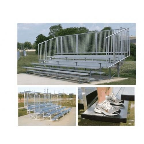 FastTackle Preferred Bleachers with Vertical Picket Railing, 15 ft. - 4 Row