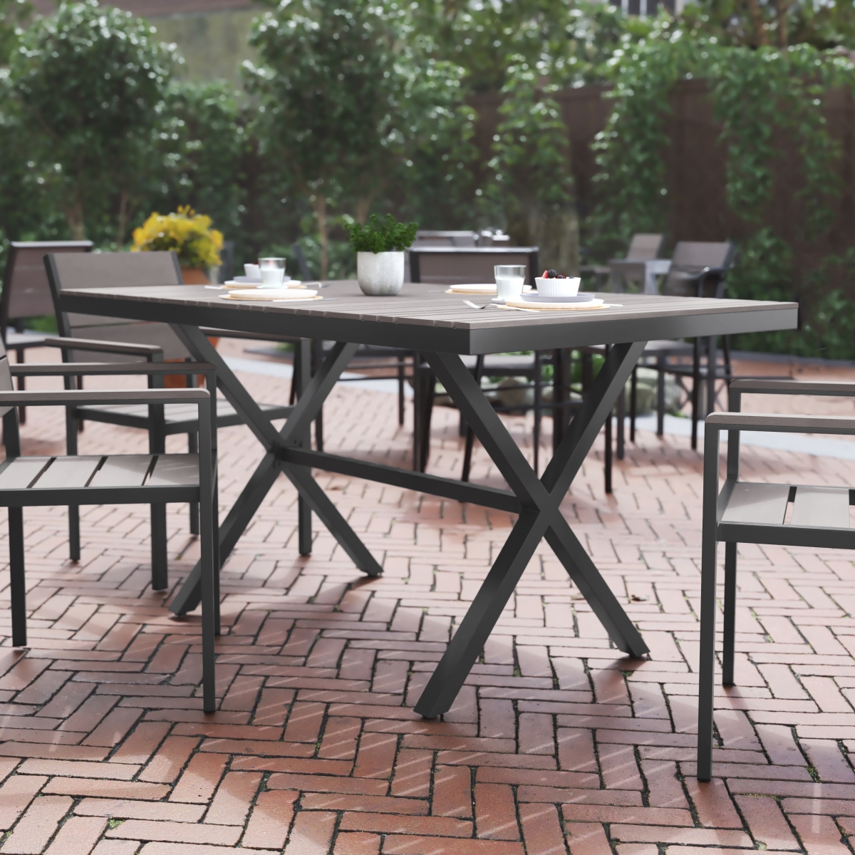 X frame outdoor online dining table