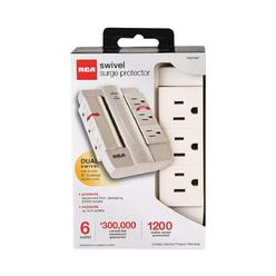 RCA PSWTS6FV RCA® 6 Outlet Swivel Surge Protector, 6 AC Outlets, 1,200 J, White PSWTS6FV