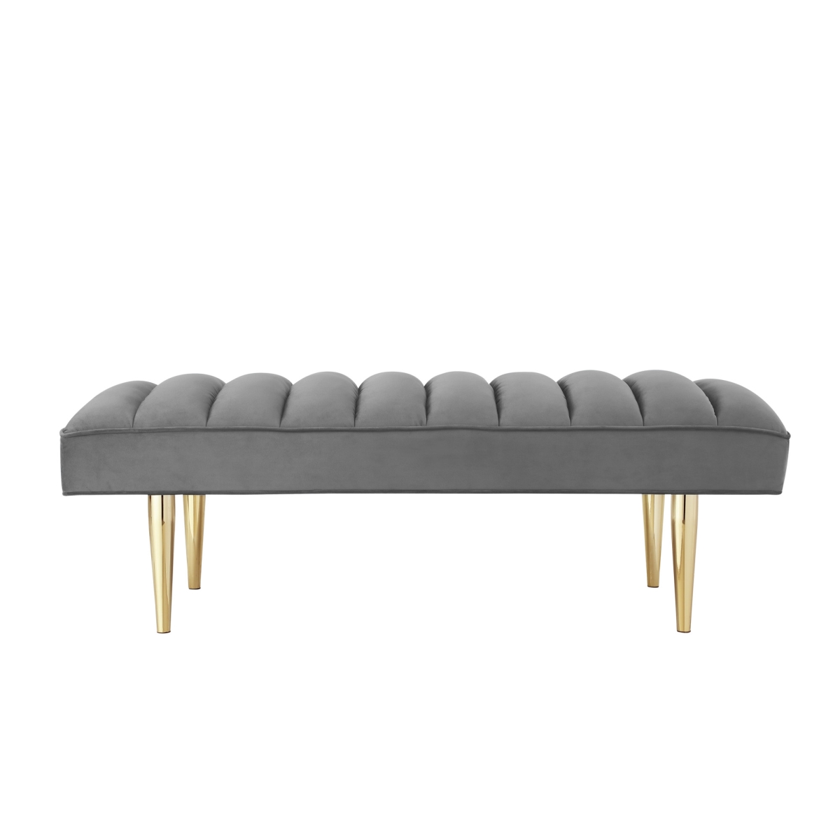 HomeRoots 490946 22 in. Upholstered Bedroom Bench&#44; Light Gray & Gold