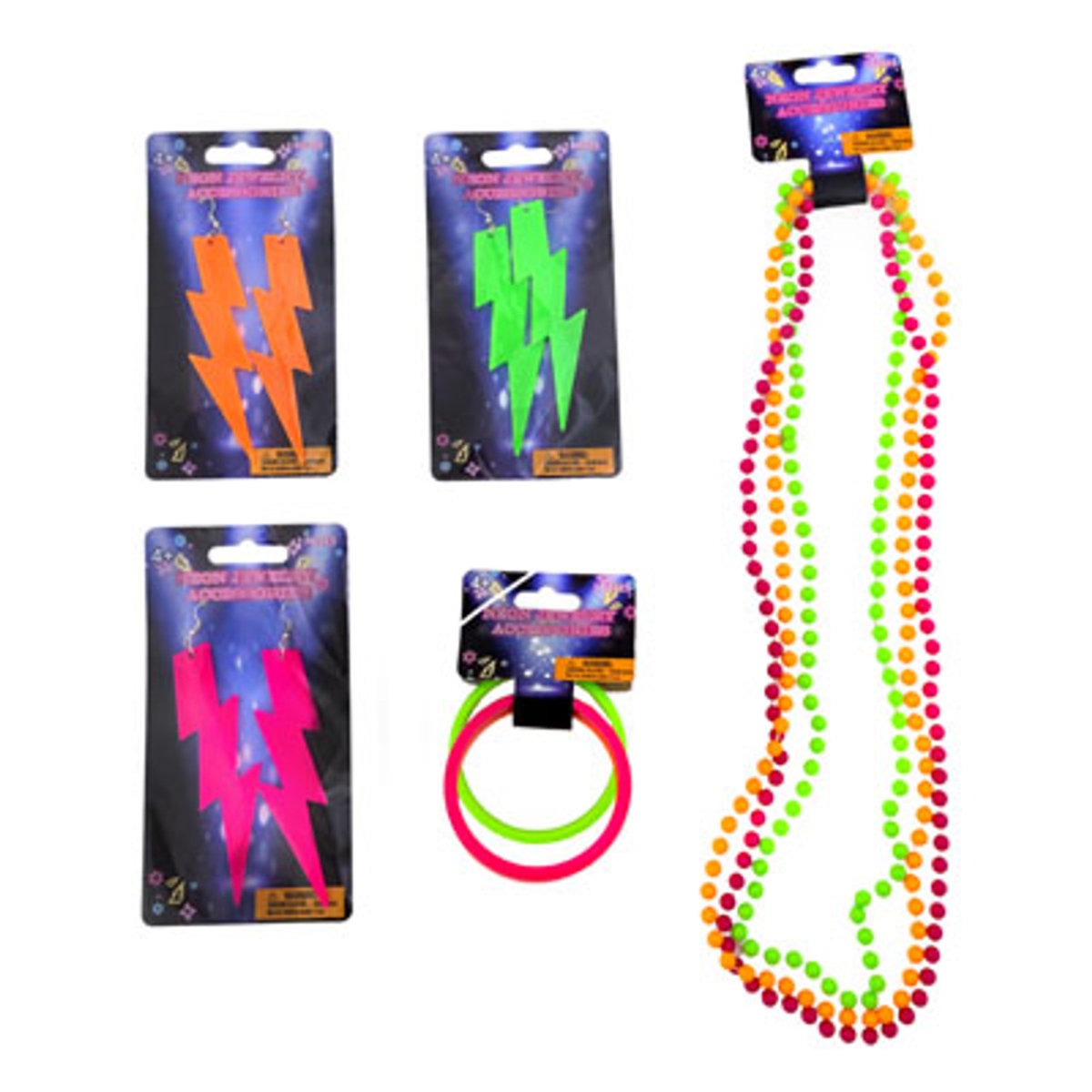 Regent Products G19206 Jewelry Accessories Neon Earring Bead Bracelet&#44; 3 Assorted Color - 3 Piece