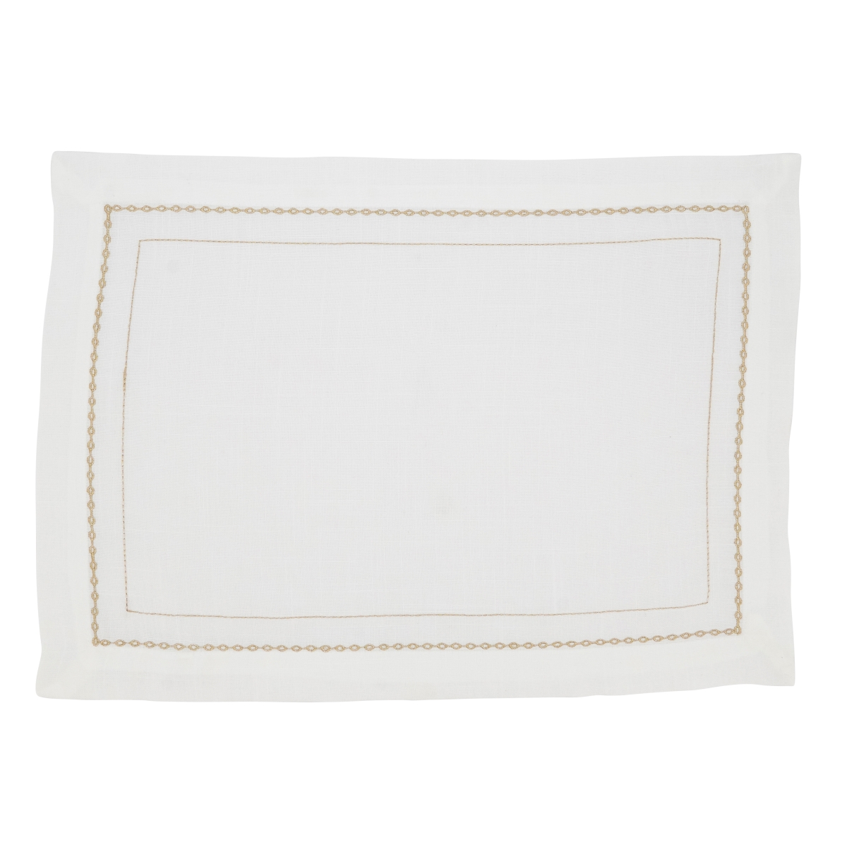 SARO LIFESTYLE 3494.GL1420B 14 x 20 in. Sleek Sophistication Embroidered Chainlink Oblong Placemat&#44; Gold - Set of 4