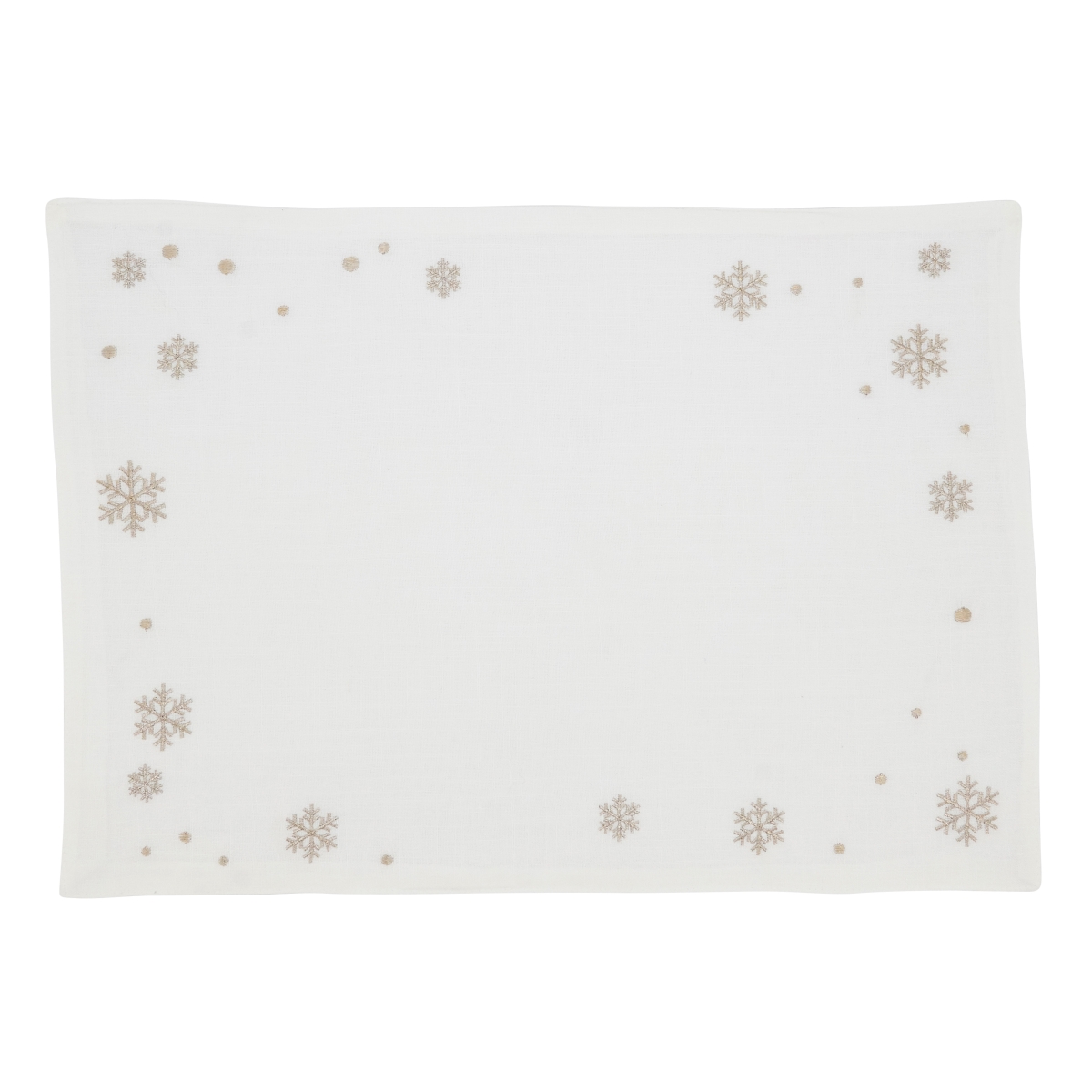 SARO LIFESTYLE 3495.GL1420B 14 x 20 in. Frosty Flakes Embroidered Snowflake Oblong Placemat&#44; Gold - Set of 4