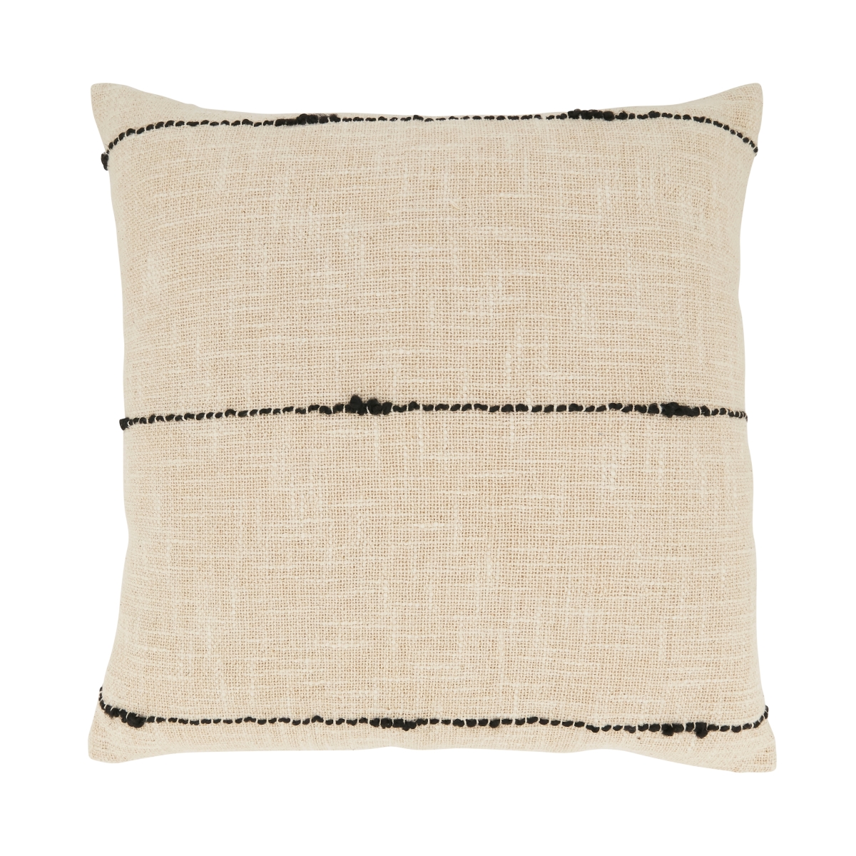 SARO LIFESTYLE 737.N20SC 20 in. Chic Stripe Woven Square Throw Pillow Cover&#44; Natural