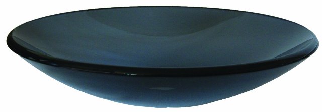 Novatto TIS-316G COETANEO Clear Grey Low Profile Round Glass Vessel Sink  18 Inch Diameter  Black