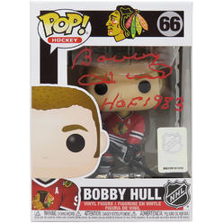Schwartz Sports Memorabilia HULFUN401 Bobby Hull Signed Chicago Blackhawks NHL Funko Pop Doll No.66 with HOF 1983 Inscription
