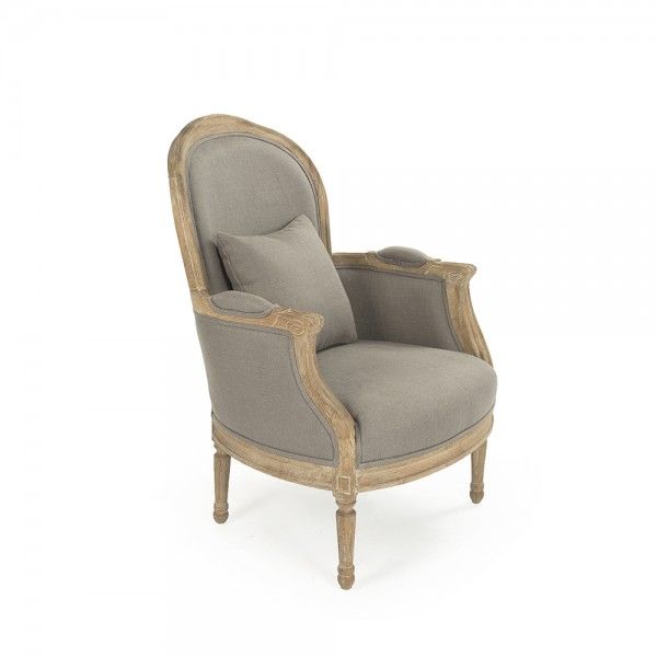 Zentique CFH185 E272 A048 27 x 38 x 30.5 in. Pascal Club Chair&#44; Grey Linen