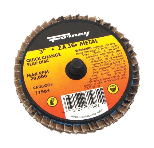 Forney Industries 71981 3 in. Quick Change Mini-Flap Disc  36 Grit