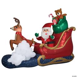 Gemmy Industries Gemmy Airblown® Animated Luxe Waving Santa w/ Rocking Reindeer on a Cloud 84" Inflatable Christmas Outdoor Yard Decor