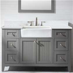 Design Element Group BK-54-GY 38.4 cu. ft. Burbank Bath Vanity with Carrara Marble Vanity Top & White Basin&#44; Gray