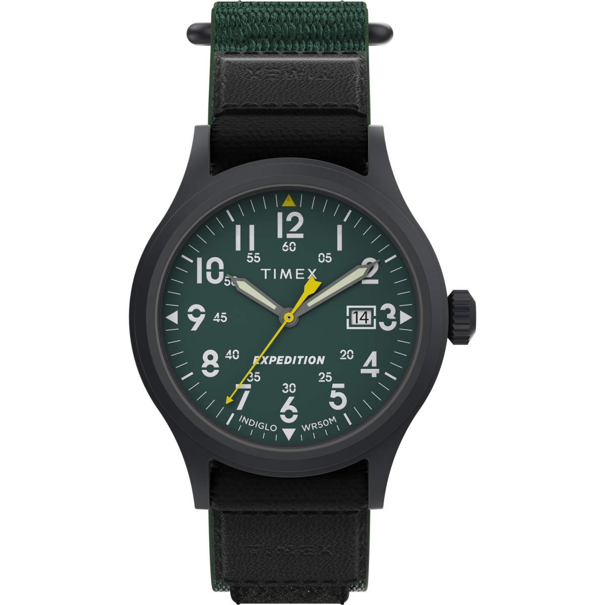 Timex TW4B297009J 40 mm Mens Expedition Scout Watch - Green Fastwrap Green Dial IP Black Case