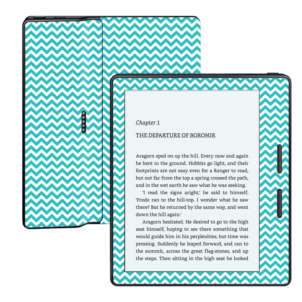 MightySkins AMKOA-Turquoise Chevron Skin Compatible with Amazon Kindle Oasis 6 in. 8th Generation Wrap Cover Sticker - Turquoise Chevron