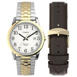 Timex TWG063100JT 38 mm Mens Easy Reader Classic Watch - Two-Tone Expansion Band White Dial Two-Tone Case
