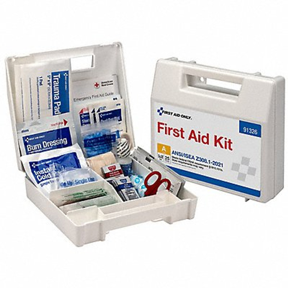 First Aid Only 579-91326 25 Person ANSI 2021 Class A Plastic First Aid Kit&#44; White