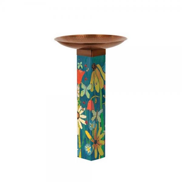 Magnet Works Ltd Magnet Works MAILBB1027 Earth Laughs in Flowers Bird Bath Art Pole with Copper Topper Plus Freight