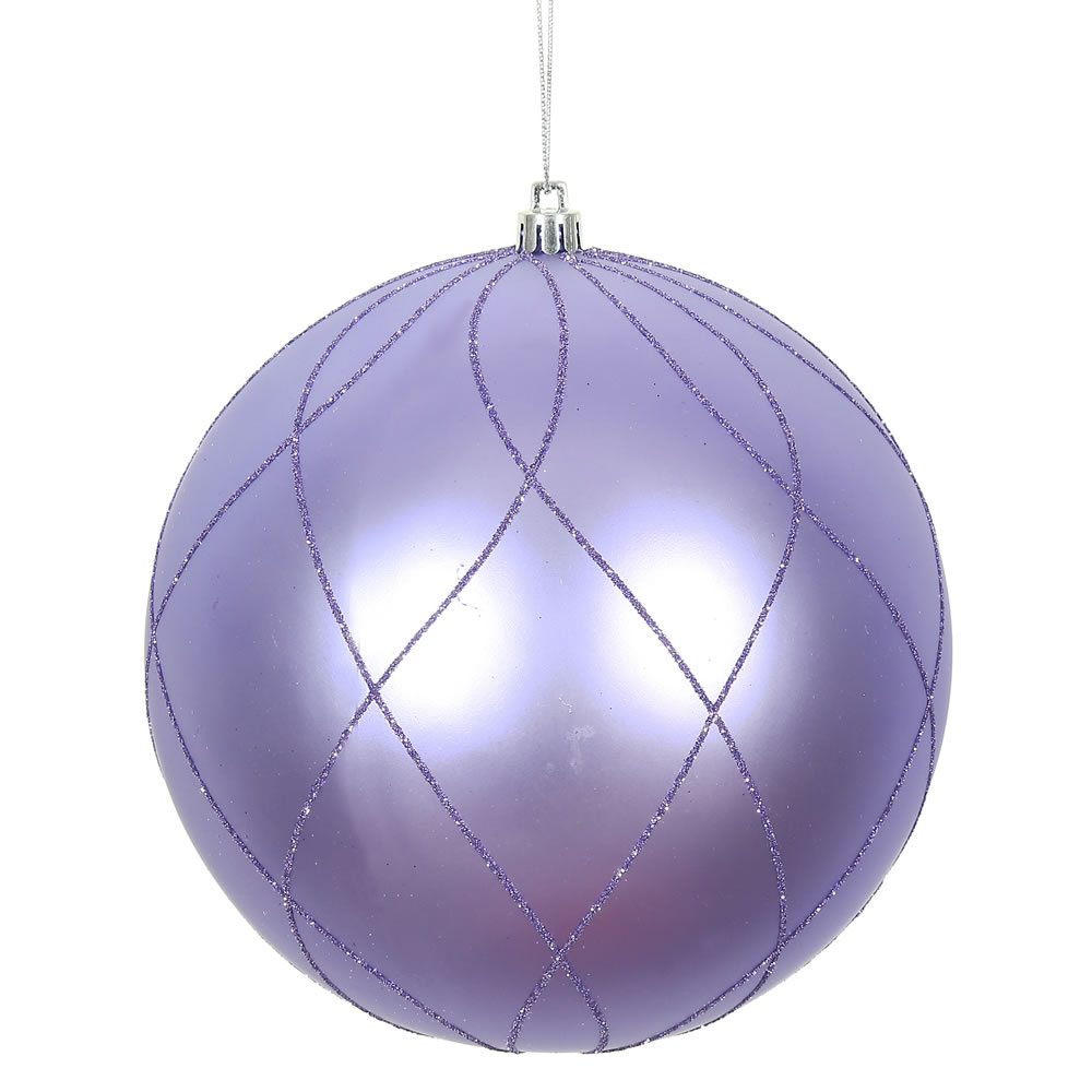 Vickerman N170686D 4 in. Lavender Matt Glitter Swirl Ornament Ball - 4 per Box