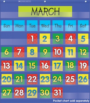 Scholastic Inc Scholastic  Calendar Dates Pocket Chart Add Ons 2 Colored Sets of Dates