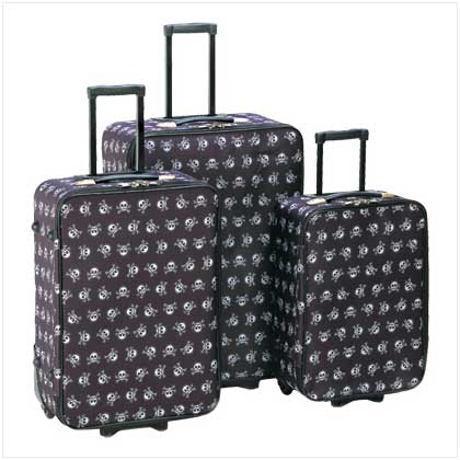 Sunrise Wholesale Merchandise Sunrise Wholesale 12930 3Pieces Stylish Skull Crossbones Design Travel Luggage Bags