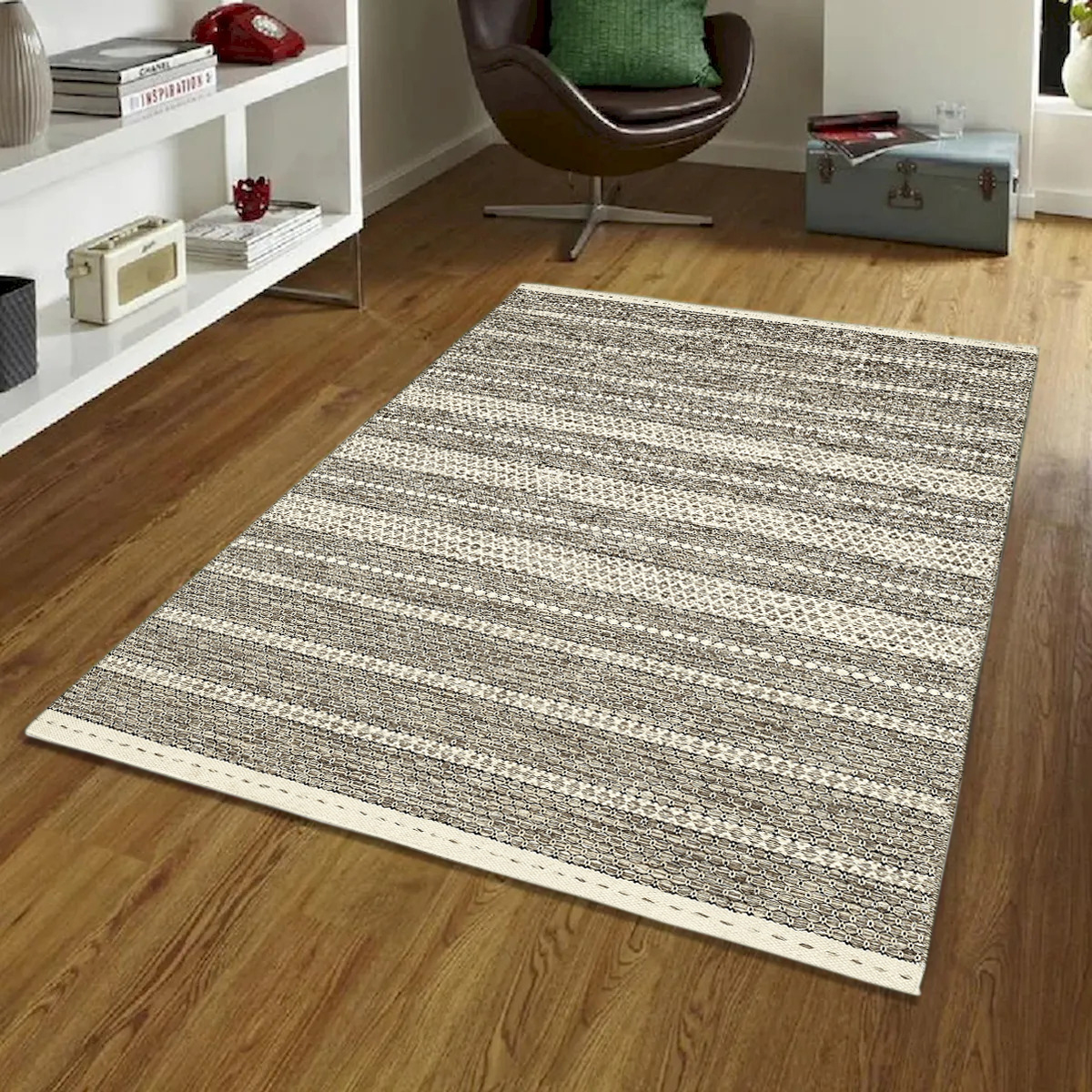 Designs-Done-Right 2 x 3 ft. Nordique Light Gray & Cream Handmade Reversible Wool Rectangle Area Rug