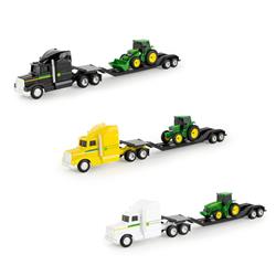 Tomy 9089348 John Deere 1-64 Plastic Semi with Trailer & Tractor Toy&#44; Assorted Color - 3 Piece - Pack of 6